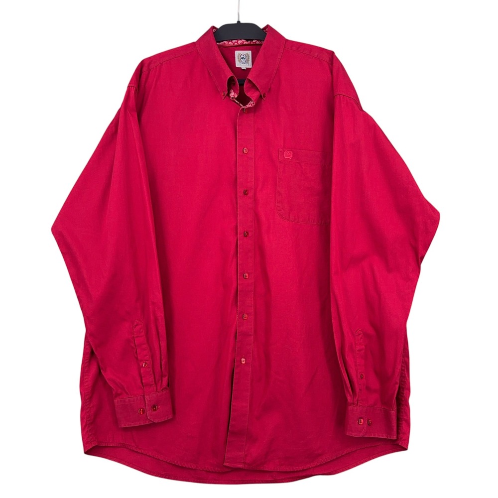 Cinch Button Down Shirt Mens XXL 100% Cotton Red‎ Long Sleeve